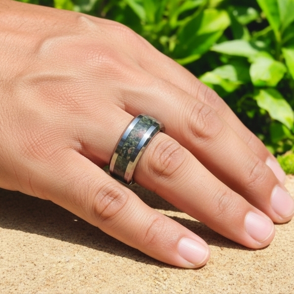 Dinosaur Bone Titanium Ring - Picture 3 of 6